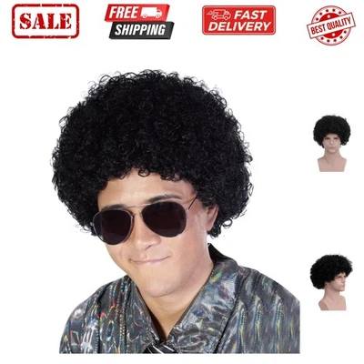 Fluffy Afro 合成小丑假发男式女式 Cosplay 动漫圣诞派对 H... — 第 1/4 张图片