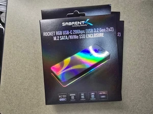 SABRENT Rocket RGB USB C 20Gbps M.2 SATA/NVMe SSD Enclosure (EC-RGBG) - Picture 1 of 2