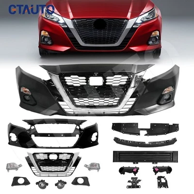 Bumper Cover Grille Radiator Shutter Fog Light Bracket Set For 2019-2021 Altima Foto 1 de 4