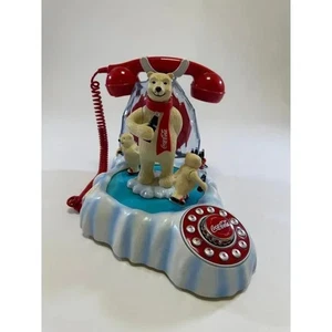 Vintage Retro 90er 90s Animated Novelty Coca Cola Eisbär Blau Rot Rotary Te - Bild 1 von 9
