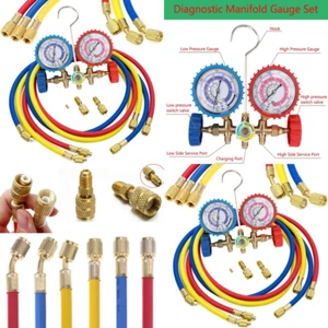 HVAC AC Refrigerant Charging Hoses Diagnostic Manifold Gauge Set R410A R22 R404 - Picture 1 of 8