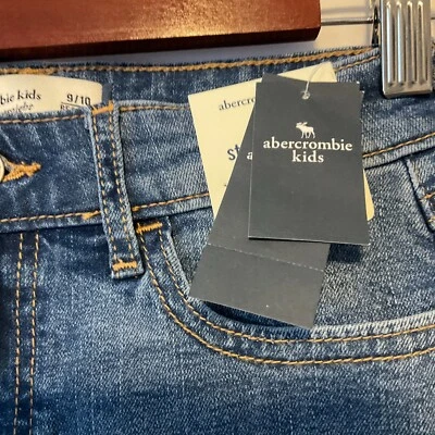 Pantalones de Jean Abercrombie Niños Unisex Talla 9/10 R Envejecidos Rectos Tiro Alto Foto 1 de 4