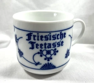 TAZZA DA TÈ VINTAGE PORCELLANA SOTTO SMALTO FRISONE TEA COFFEE CUP MUG - Foto 1 di 8