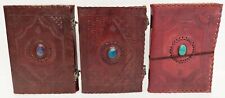 Unique pattern hard leather one stone diary leather diary blank page lot of 3