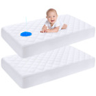 Waterproof Crib Mattress Protector 2 Pack, Quilted Crib Mattress Pad Cover Ultra