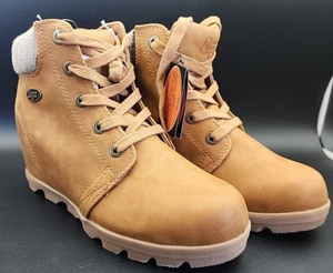 Lugz Marsella Fleece Boots Fashion Concealed Wedge Heel Tan Women's Size 9 M - Picture 1 of 9