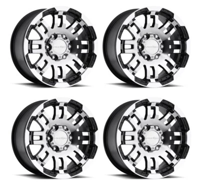 Set 4 16" Vision 375 Warrior Gloss Black Machined Face Wheels 16x8 6x5.5 Rim 0mm - Image 1 of 4