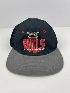 Vintage Chicago Bulls Black Snapback Centennial Jordan 1st Championship Hat Cap - Picture 1 of 7