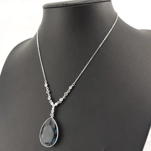 ⭐ Swarovski Halskette Collier Anhänger Strass Stein Kette Perle Silber 133 ⭐ - Bild 1 von 4