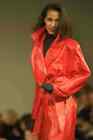 475083 Female In Long Red Leather Coat A4 Photo Print