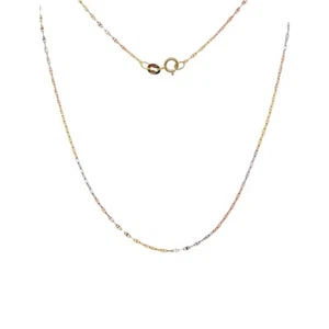 Catena oro 14 kt fantasia ancora italiana tricolore oro autentico 1 mm 16/18/20 pollici - Foto 1 di 8