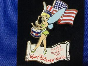 Disney Pin Tinker Bell Playing Drum - Happy 4th Of July 2004 WDW - American Flag