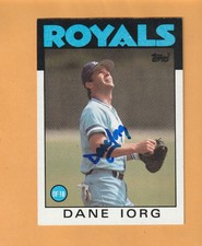 Dane Iorg Kansas City Royals AUTO Signed 1986 Topps BYU Brigham Young Cougars 6F
