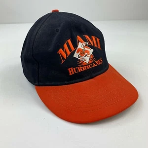 Cappello snapback vintage anni 90 Miami Hurricanes calcio firma U nero made in USA 6C - Foto 1 di 9