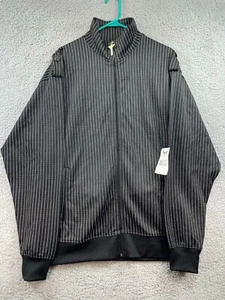 Avirex Jacket Medium Black Tan Pin Stripes Bomber Style Full Zip Coat - Picture 1 of 12