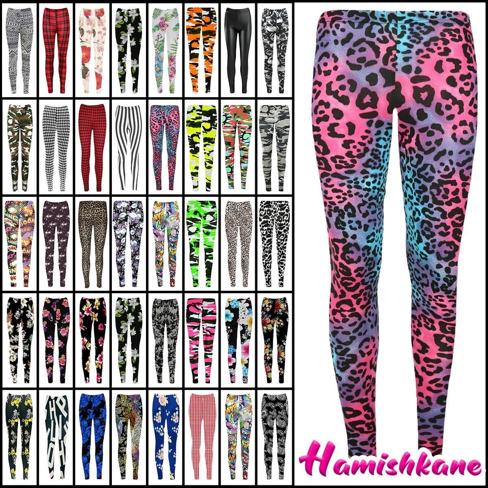 Girls Printed Leggings Kids Full Length Skinny Stretchy Casual Pants 7-13 Years - Image 1 of 1