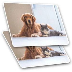 2 x rechteckige Aufkleber 7,5 cm - Golden Retriever Hund Welpe Haustier cooles Geschenk #21623 - Bild 1 von 9