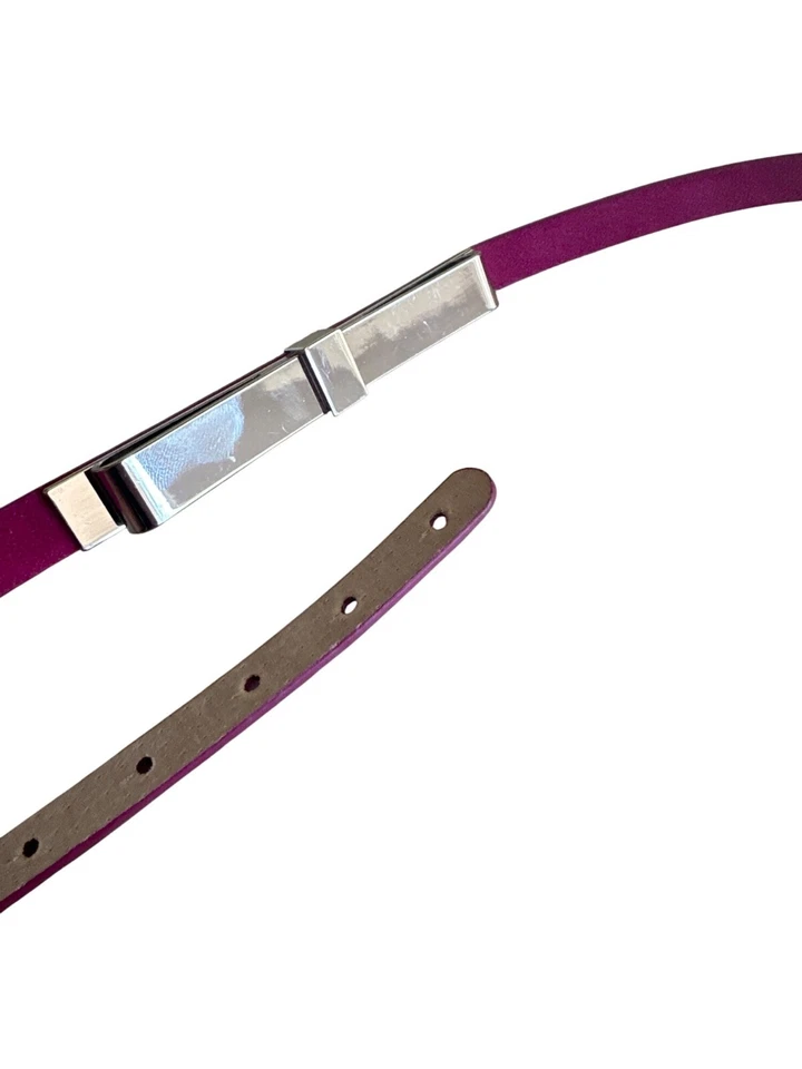 White House Black Market Purple Leather Belt With Silver Bow Buckle - Image 1 of 3