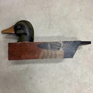 Antique Wooden Mallard Duck Decoy Trinket Stash Box 12.5” Long 6” Tall Box 8”x2” - Picture 1 of 12