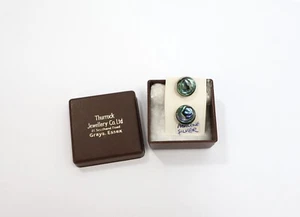 Juego de 2 botones antiguos vintage abulón y plata de ley 11 mm pequeños - Imagen 1 de 8