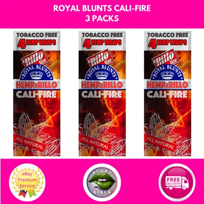 Royal Blunts Cali-Fire Flavour 3 Packs Rillo Size Tobacco Free TRACKED POSTAGE