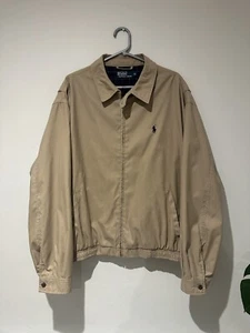 Polo Ralph Lauren Jacket Mens XL Beige Harrington Plaid Lined Vintage - Picture 1 of 9