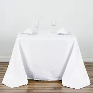 90x90" White SQUARE POLYESTER Tablecloth Cheap Table Linens Decorations - Picture 1 of 9