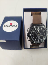 NIB Signum Suisse Men’s Brown Faux Leather Analog Casual To Dressy Watch NIB