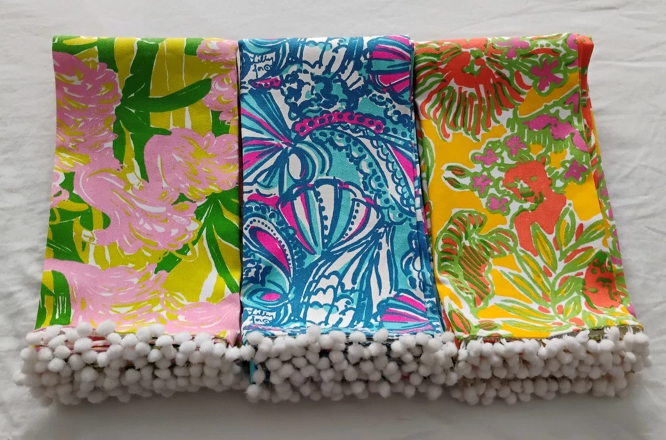 Lilly Pulitzer Target 6 салфеток 20x20 квадратные 100% хлопок отделка помпон ЧИТАЙТЕ! - Изображение 1 из 4