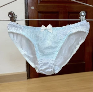 Vintage Silky Light Polyester Hi Cut Panty Nylon Lace Sissy Bikini Sz.5 Hip34-37 - Picture 1 of 22