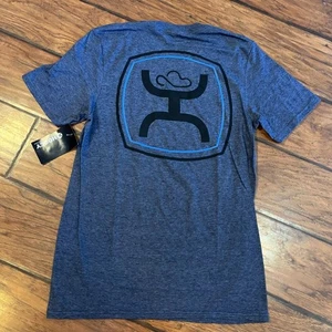 Hooey T-Shirt Herren klein meliert blau Grafik Western weich Country neu mit Etikett - Bild 1 von 9
