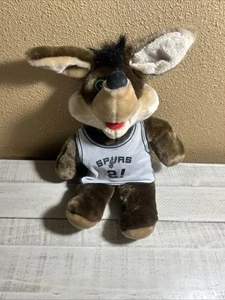 San Antonio Spurs Vintage Coyote #2 Plüschpuppe 14 Zoll - grüne Augen mit Jersey - Bild 1 von 19