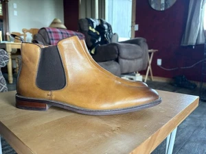 Herren Leder Chelsea Stiefel Größe 13 Hellbraun & Braun Elastischer Einsatz Zum Überziehen Hergestellt in Indien - Bild 1 von 6