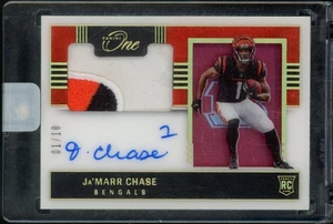 2021 Panini One Ja’Marr Chase Rookie RC Shadowbox Gold Logo Patch Auto #'d 1/10 - Bild 1 von 2