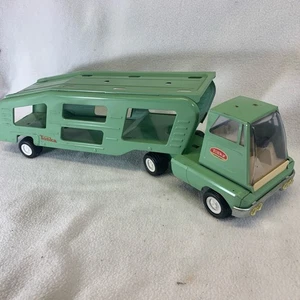 Vintage 1960s Tonka Mint Green Car Carrier Hauler Semi Truck Tractor Trailer #96 - Picture 1 of 14