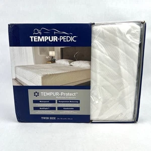 Tempur-Pedic Protect Waterproof Mattress Protector, White, Size Twin 39 x 75 in - Picture 1 of 3