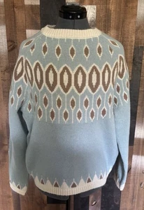 Light Blue Womens Fair Isle Nordic Knit Style Pullover Sz XL Polyester NWOT - Picture 1 of 14