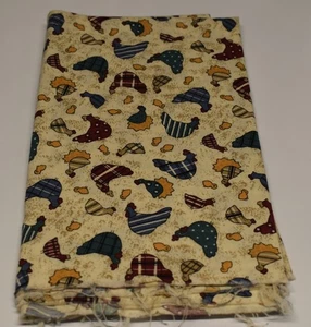 1/2 Yard Baumwolle Neuheit Stoff HUHN HAHN KÜKEN LANDHAUS blau türkis hellbraun - Bild 1 von 2