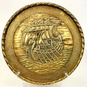 Messing geprägt Schiff Wandrelief Vintage Englisch Maritim Relief hängend - Bild 1 von 5
