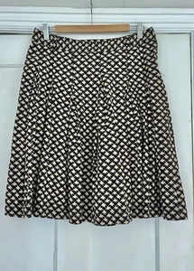 Farhi by Nicole Farhi Pleated Skirt Size 10 Black & Beige Abstract Silk/Cotton - Picture 1 of 13