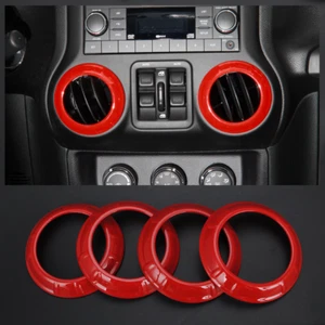 4x Air Conditioning Vent Cover Trim Ring for Jeep Wrangler JK JKU 2011-2017 Red - Picture 1 of 6
