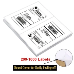 200-4000 Half Sheet Shipping Labels Page 8.5x5.5 Self Adhesive Round 2 Per Sheet - Picture 1 of 12