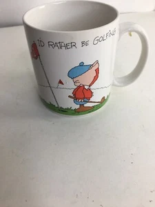 Russ Berrie I'd Rather Be Golfing Coffee Tea Mug Cup Golfer, Greens Flagstick - Picture 1 of 5