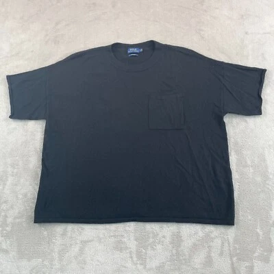 Camisa Polo Ralph Lauren Mujer Grande Negra Cachemira Gran Tamaño Crew Manga Corta Foto 1 de 4