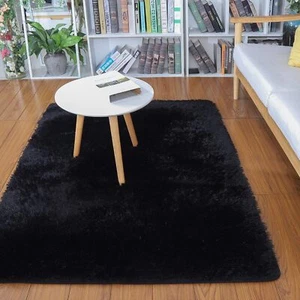 Merelax Soft Modern Indoor Shaggy Area Rug for Bedroom 2 x 3 Feet, Black  - Picture 1 of 2