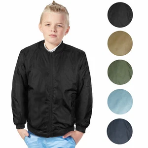 Boy's Kids Premium Stylish Water Resistant Padded Zip Up Flight Bomber Jacket - Picture 1 of 16