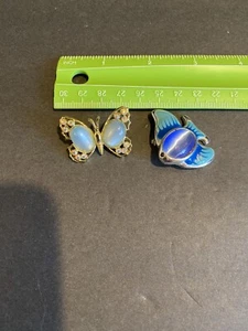 Vintage AAI Jelly Belly Fish Brooch And Butterfly Brooch W Rhinestones Unmarked - Picture 1 of 4