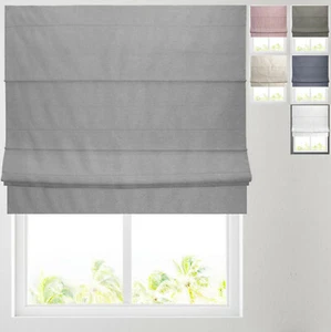 Plain Textured Blackout Roman Blinds - Deluxe Cassette Headrail Available - Picture 1 of 83