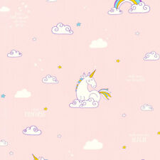 361582 - Boys & Girls Unicorns Blue Pink Yellow AS Creation Wallpaper