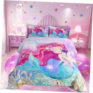 Cute Mermaid Bedding Set,Beautiful Mermaid Fairy Tale Queen Multi 01 - Picture 1 of 7